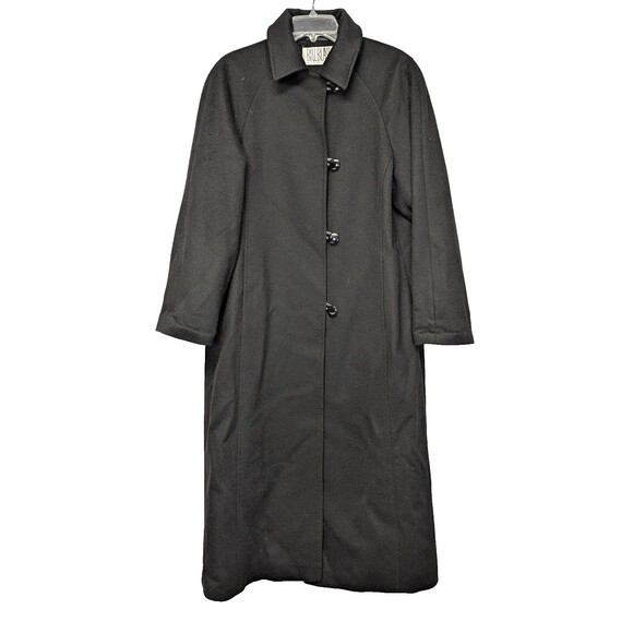 Bill Blass Womens Long Overcoat Black Size 12 Cashmere - Picture 1 of 14